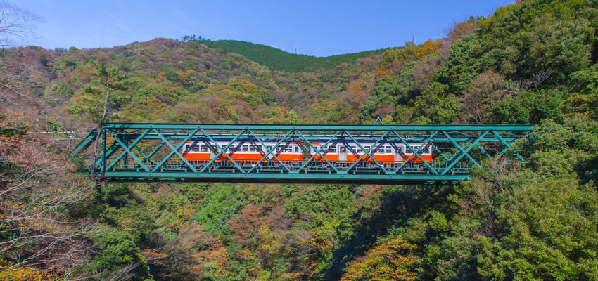 Zug durch das Tal in Hakone